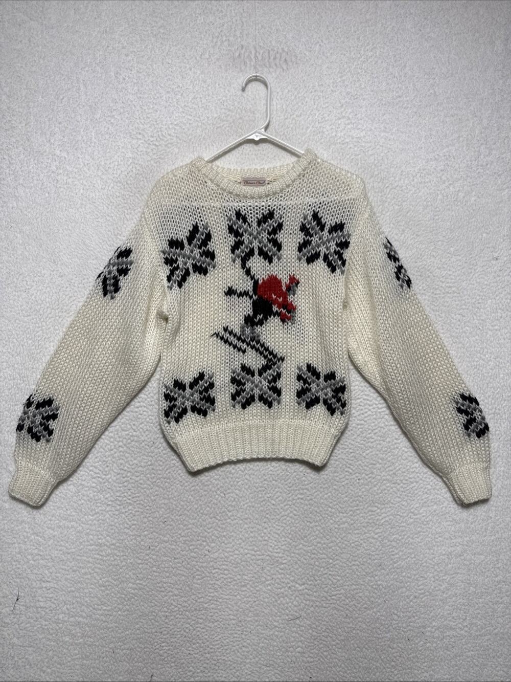 VTG 80’s Career Club Open Knit Ski Sweater Women’s Size Small Ski Winter